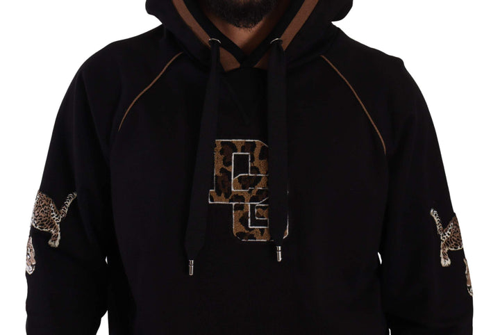 Dolce & Gabbana Black Brown Leopard Cotton Hooded Pullover Sweater #men, Black and Brown, Dolce & Gabbana, feed-1, IT44 | XS, IT46 | S, IT48 | M, IT52 | L, IT54 | XL, Sweaters - Men - Clothing at SEYMAYKA