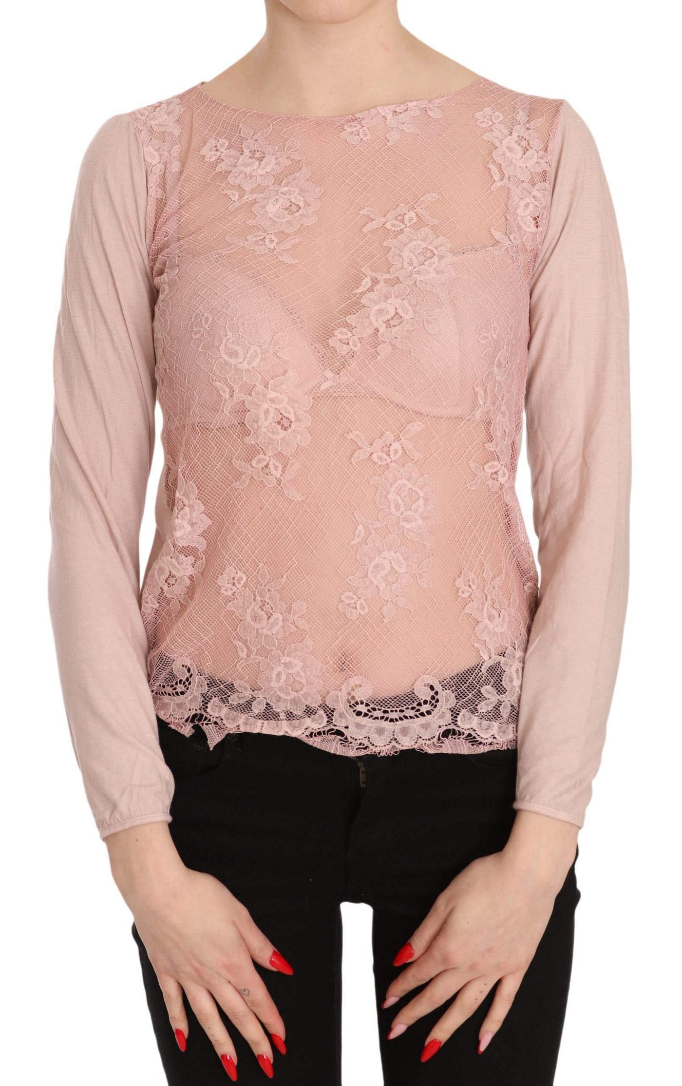PINK MEMORIES  Lace See Through Long Sleeve Top Blouse #women, Catch, feed-agegroup-adult, feed-color-pink, feed-gender-female, feed-size-IT42 | S, Gender_Women, IT42 | S, Kogan, Pink, PINK MEMORIES, Tops & T-Shirts - Women - Clothing, Women - New Arrivals at SEYMAYKA