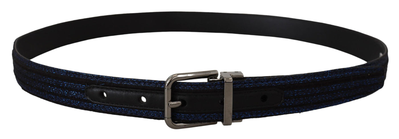 Dolce & Gabbana Blue Jacquard Stripe Silver Buckle Belt