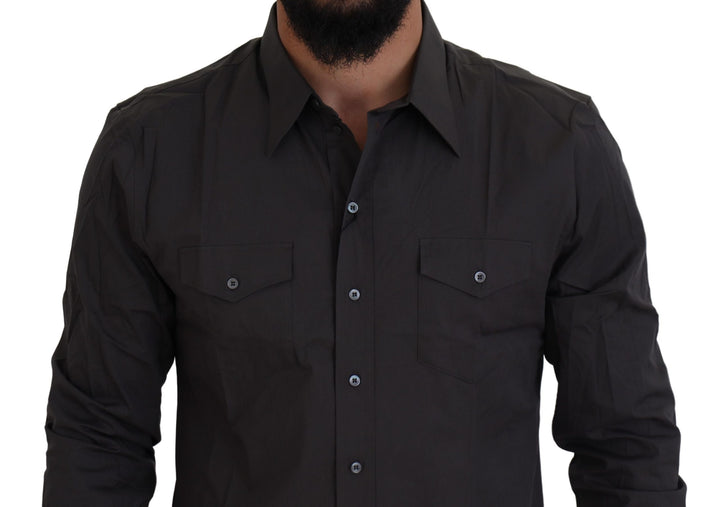 Dolce & Gabbana Gray SICILIA Slim Fit Stretch Dress Shirt