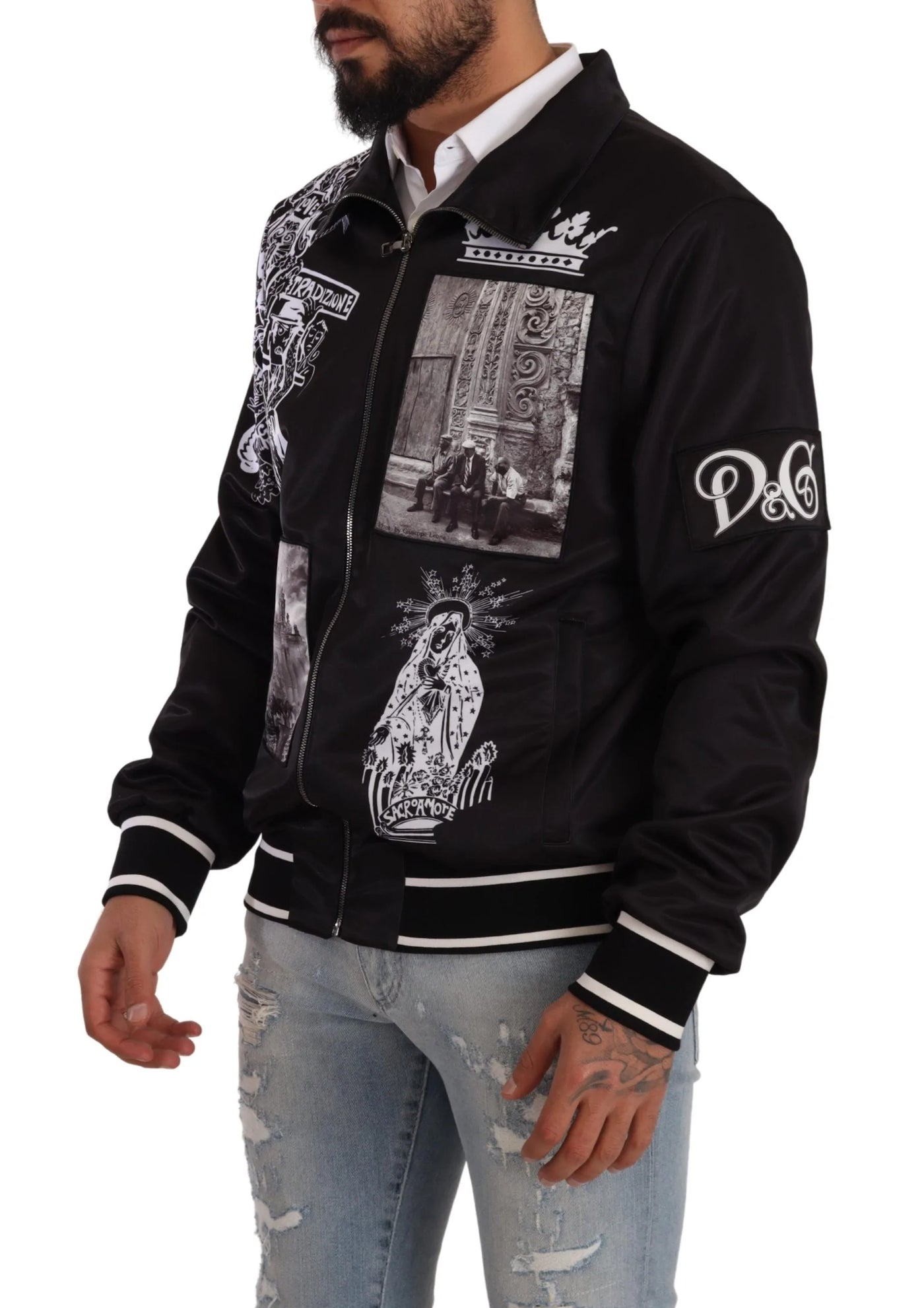 Dolce & Gabbana Black Logo Zipper Superstizione Sweater #men, Black, Dolce & Gabbana, feed-1, IT54 | XL, Jackets - Men - Clothing at SEYMAYKA