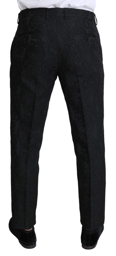 Dolce & Gabbana Black Floral Brocade Slim Trouser Pants #men, Black, Brand_Dolce & Gabbana, Dolce & Gabbana, feed-agegroup-adult, feed-color-black, feed-gender-male, feed-size-IT52 | XL, Gender_Men, IT52 | XL, Jeans & Pants - Men - Clothing, Men - New Arrivals at SEYMAYKA