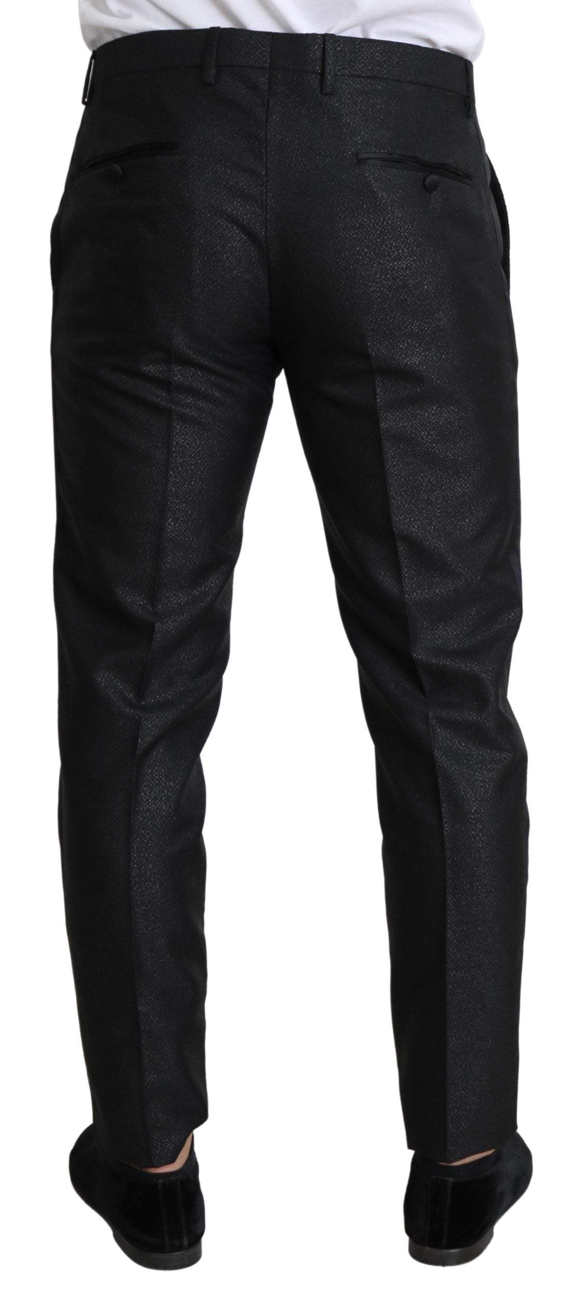 Dolce & Gabbana Black Metallic Skinny Trouser Dress #men, Black, Dolce & Gabbana, feed-agegroup-adult, feed-color-Black, feed-gender-male, IT50 | L, Jeans & Pants - Men - Clothing, Men - New Arrivals at SEYMAYKA