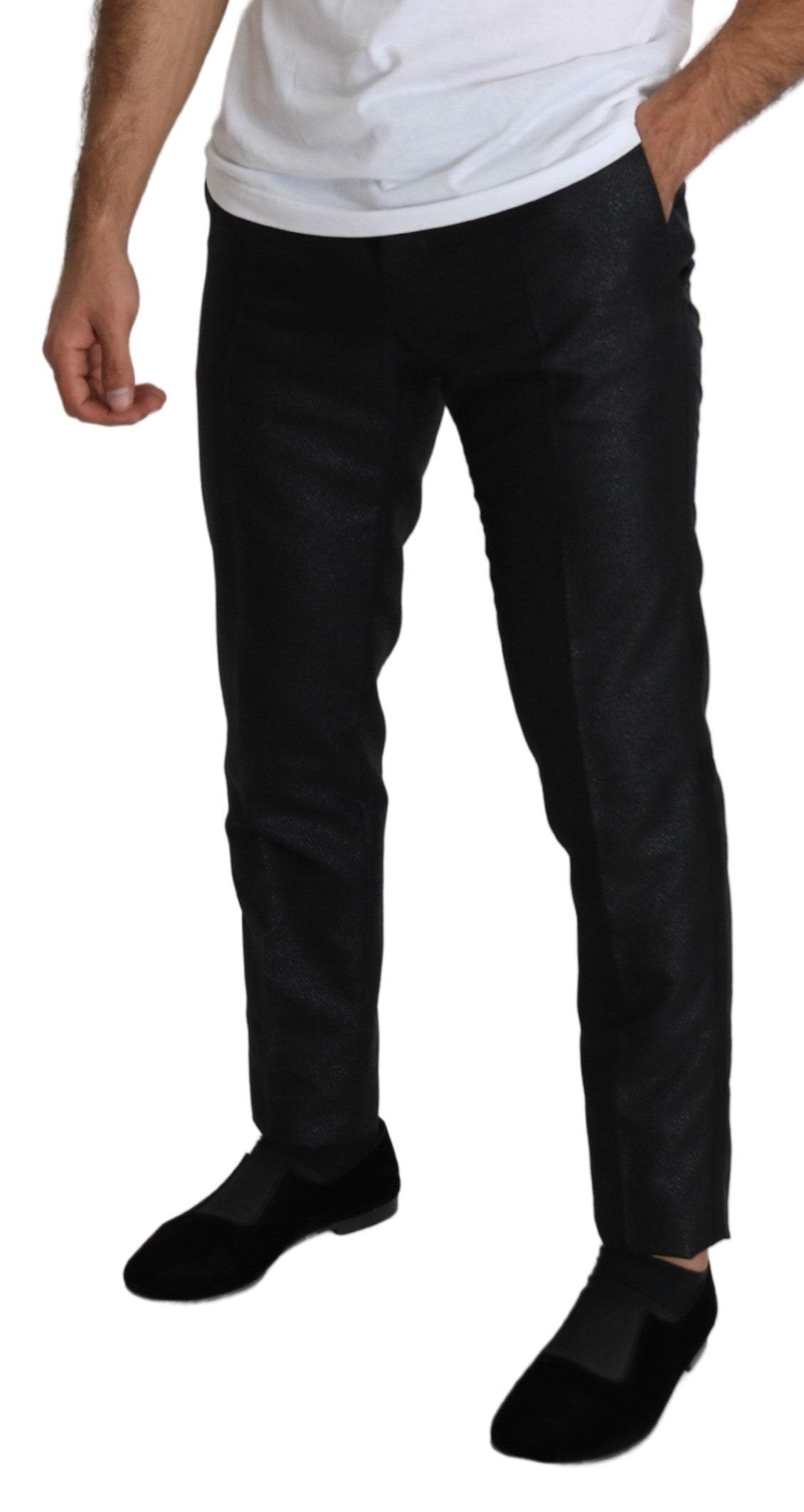 Dolce & Gabbana Black Metallic Skinny Trouser Dress #men, Black, Dolce & Gabbana, feed-agegroup-adult, feed-color-Black, feed-gender-male, IT50 | L, Jeans & Pants - Men - Clothing, Men - New Arrivals at SEYMAYKA