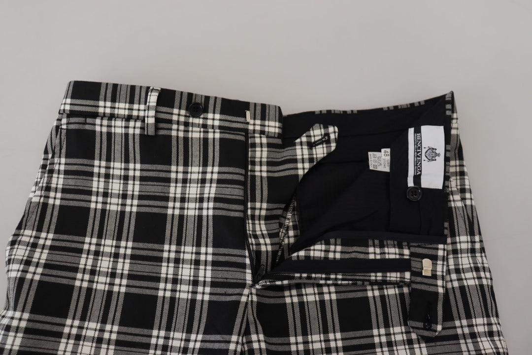 BENCIVENGA Black Checkered Cotton  Casual Pants