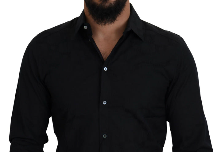 Dolce & Gabbana Black Cotton Dress Formal MARTINI Shirt