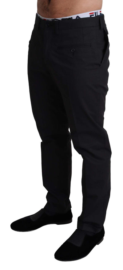 Dolce & Gabbana Black Cotton Stretch Dress Formal Trouser Pants #men, Black, Dolce & Gabbana, feed-agegroup-adult, feed-color-Black, feed-gender-male, IT48 | M, Jeans & Pants - Men - Clothing at SEYMAYKA