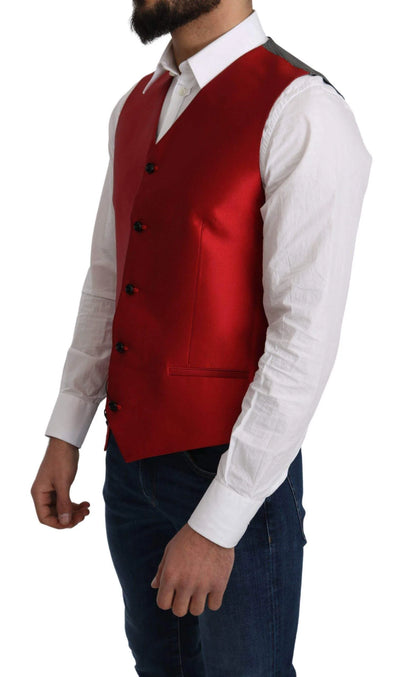 Dolce & Gabbana Red 100% Silk Formal Waist Coat Vest #men, Brand_Dolce & Gabbana, Catch, Dolce & Gabbana, feed-agegroup-adult, feed-color-red, feed-gender-male, feed-size-IT50 | L, Gender_Men, IT50 | L, Kogan, Men - New Arrivals, Red, Vests - Men - Clothing at SEYMAYKA