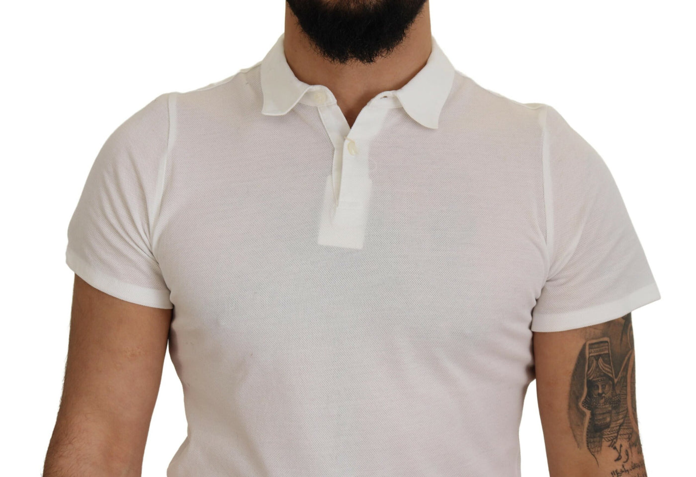FRADI White Cotton Collared Short Sleeves Polo T-shirt