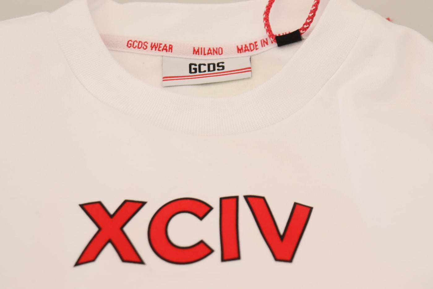 GCDS White Logo Print Cotton Short Sleeves T-shirt