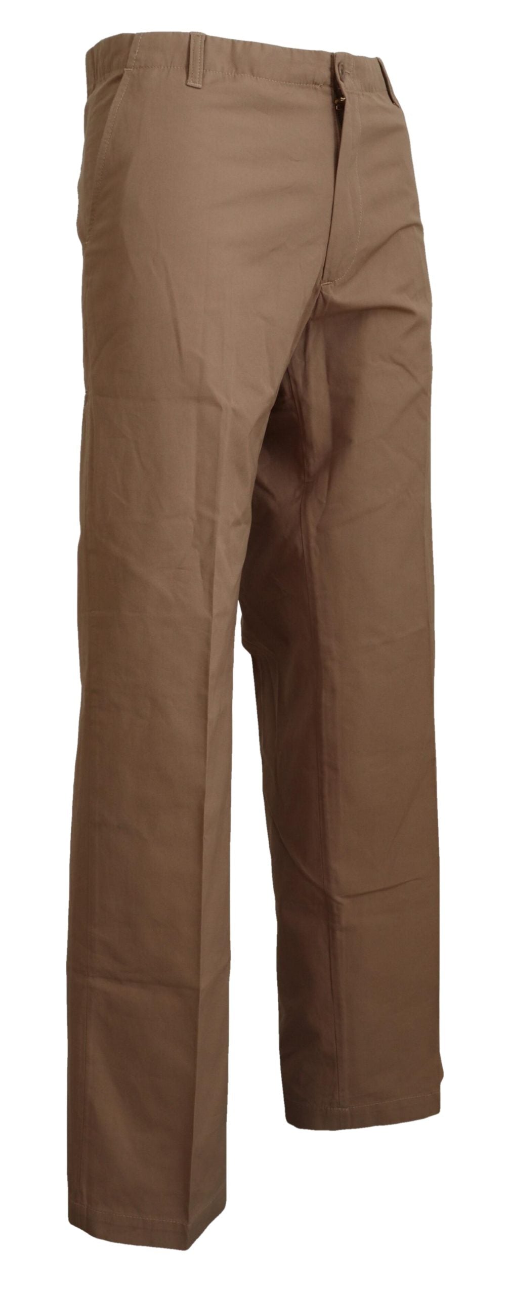 GF Ferre Brown Cotton Straight Fit Chinos  Pants