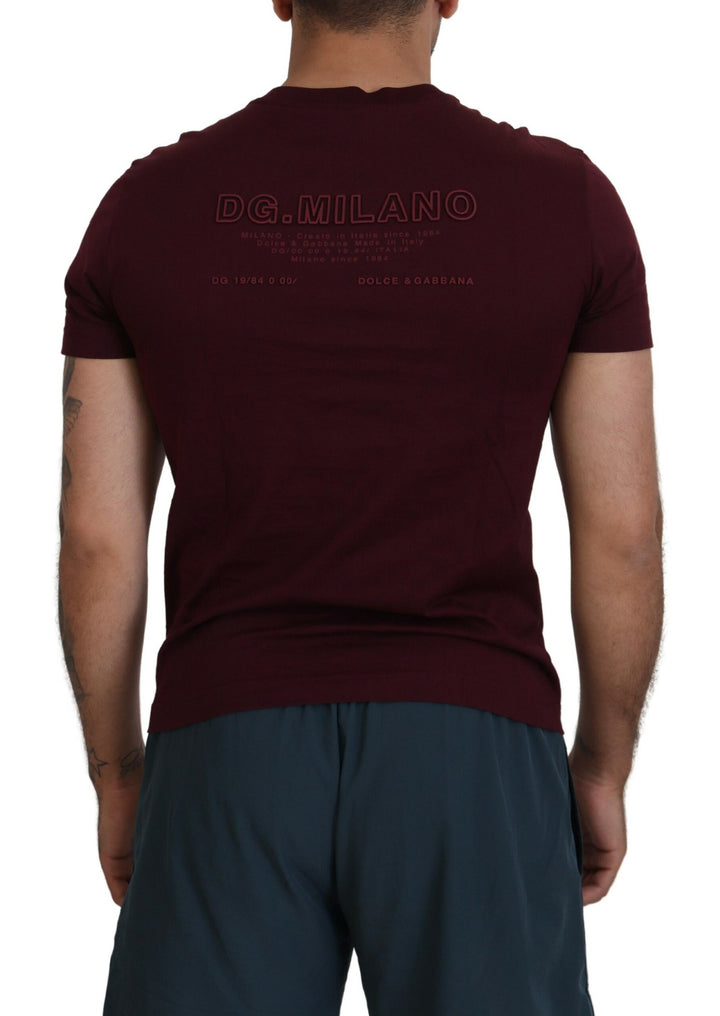 Dolce & Gabbana Maroon Printed Short Sleeves Men T-shirt