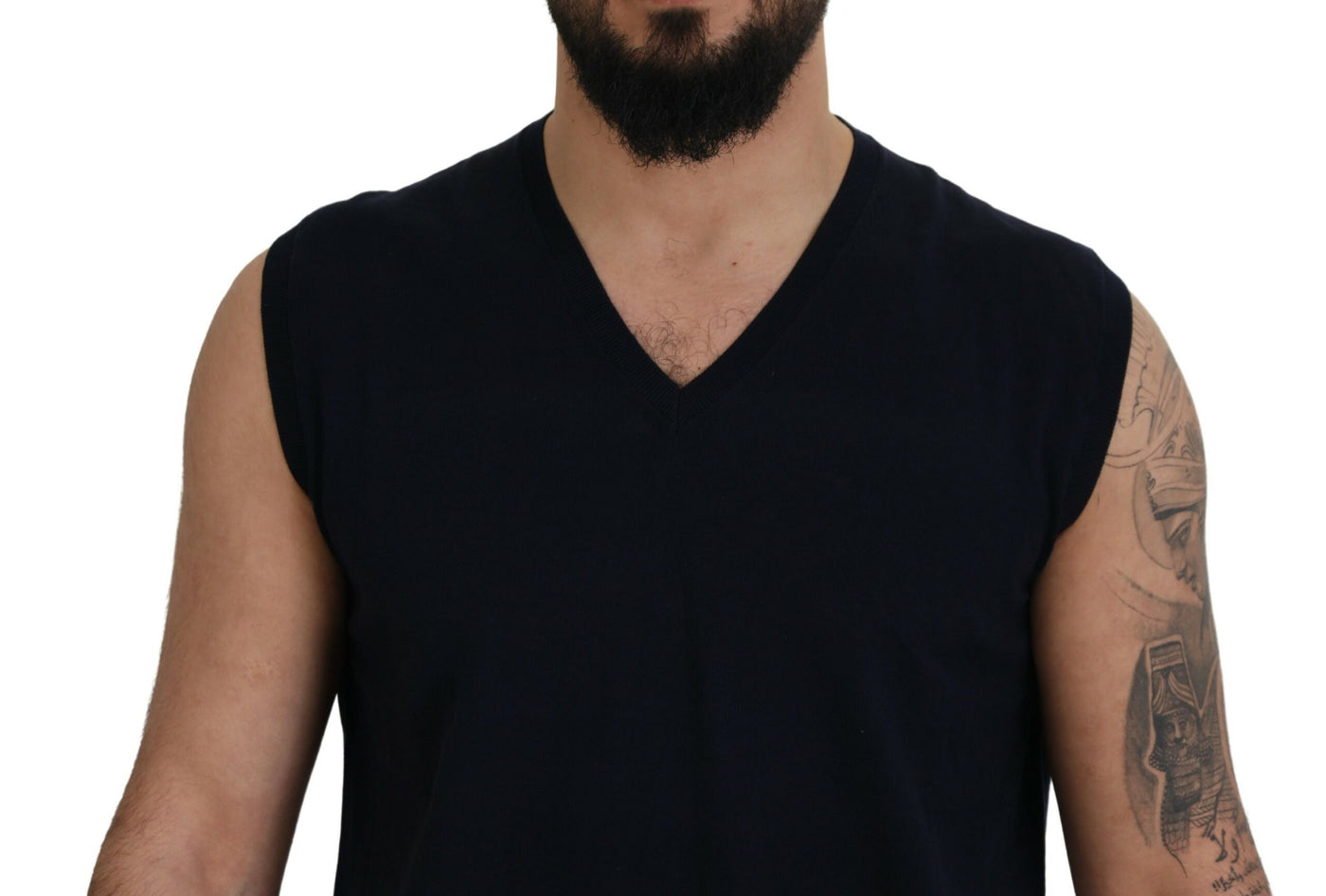 Paolo Pecora Milano Black Cotton V-neck Sleeveless Tank T-shirt