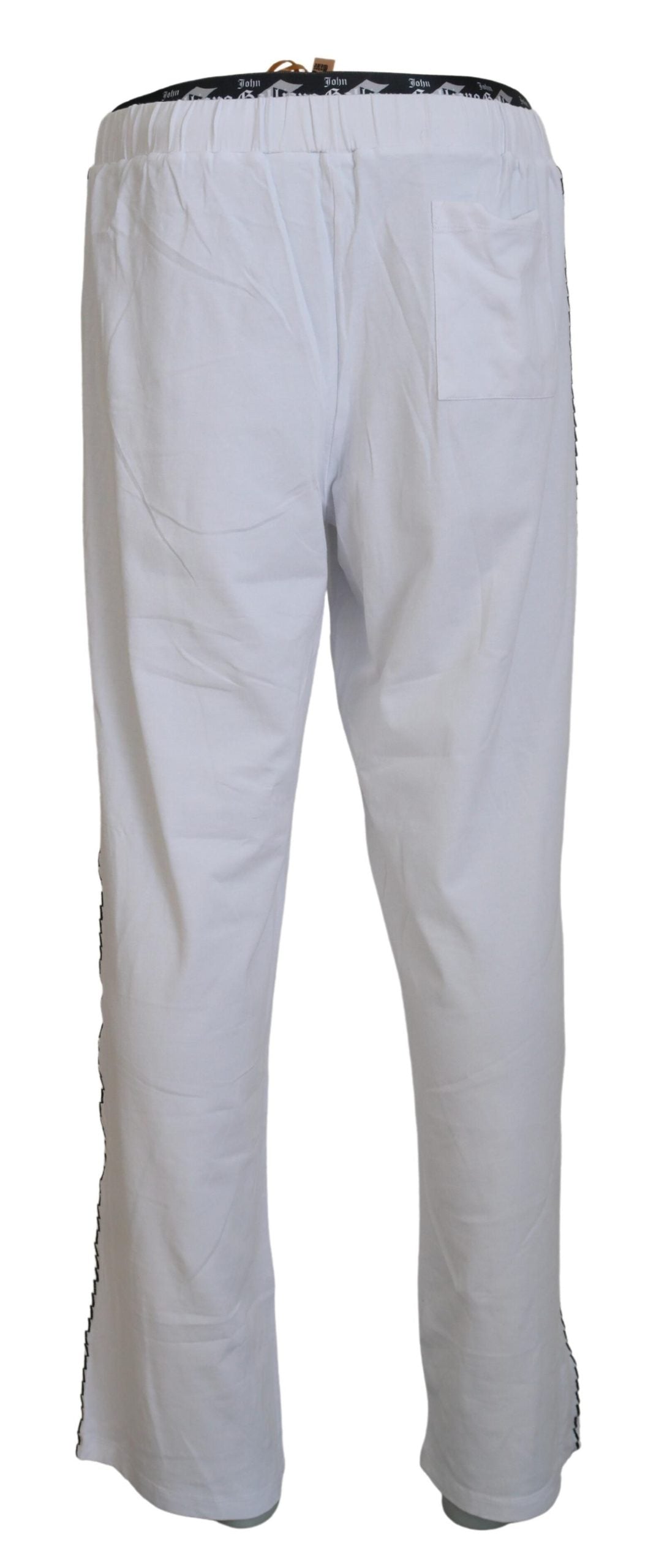 John Galliano White Cotton Logo Loose  Pants
