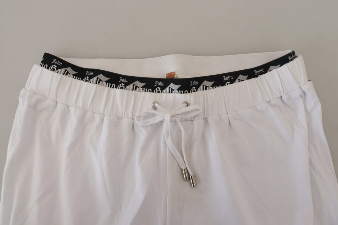 John Galliano White Cotton Logo Loose  Pants