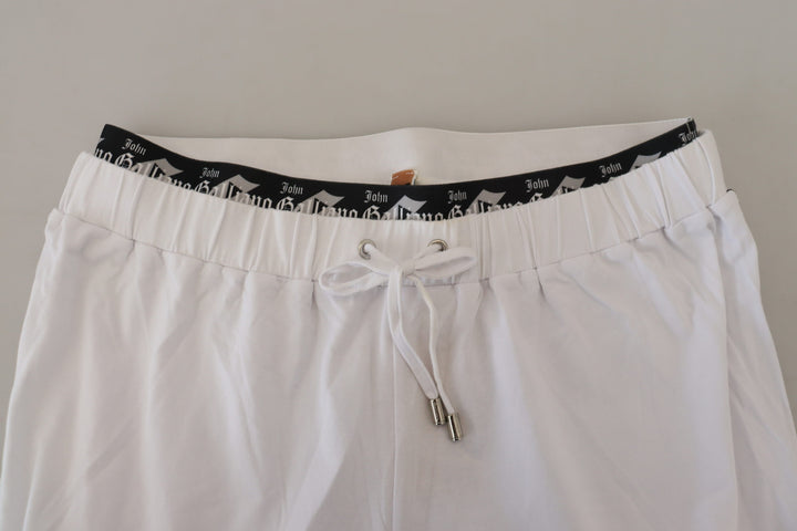 John Galliano White Cotton Logo Loose  Pants