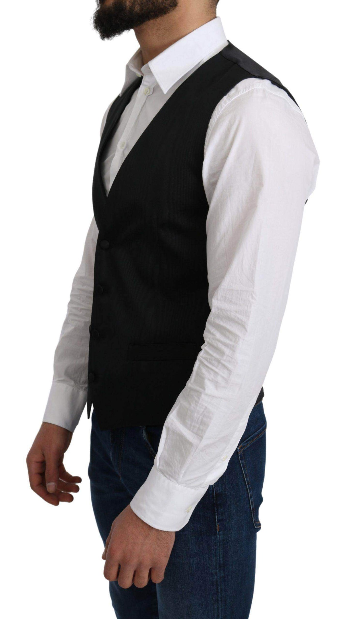 Dolce & Gabbana  Gray 100% Silk Formal Coat Vest #men, Brand_Dolce & Gabbana, Catch, Dolce & Gabbana, feed-agegroup-adult, feed-color-gray, feed-gender-male, feed-size-IT46 | S, Gender_Men, Gray, IT46 | S, Kogan, Men - New Arrivals, Vests - Men - Clothing at SEYMAYKA