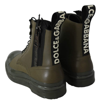 Dolce & Gabbana Green Leather Boots Zipper Mens Shoes #men, Boots - Men - Shoes, Brand_Dolce & Gabbana, Dolce & Gabbana, EU39/US6, EU40/US7, EU43/US10, EU44/US11, EU45/US12, feed-agegroup-adult, feed-color-green, feed-gender-male, feed-size-US6, Gender_Men, Green, Shoes - New Arrivals at SEYMAYKA