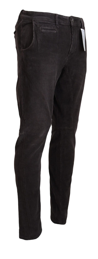 Acht Brown Cotton Straight Fit  Casual Pants