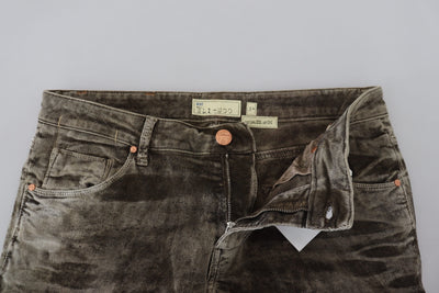 Acht Gray Washed Cotton Corduroy Slim Fit  Jeans