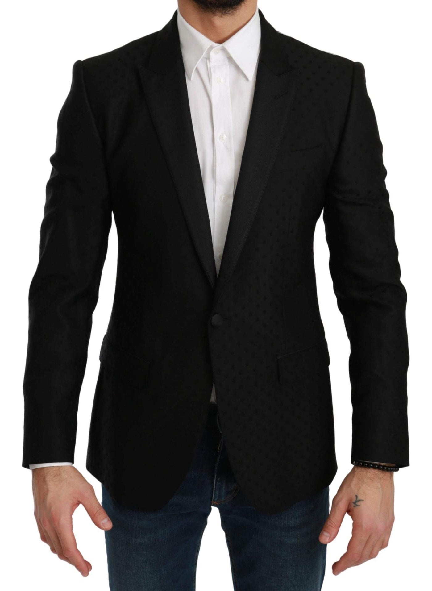 Dolce & Gabbana  Black Slim Fit Coat Jacket MARTINI Blazer #men, Black, Blazers - Men - Clothing, Brand_Dolce & Gabbana, Catch, Dolce & Gabbana, feed-agegroup-adult, feed-color-black, feed-gender-male, feed-size-IT46 | S, Gender_Men, IT46 | S, Kogan, Men - New Arrivals at SEYMAYKA