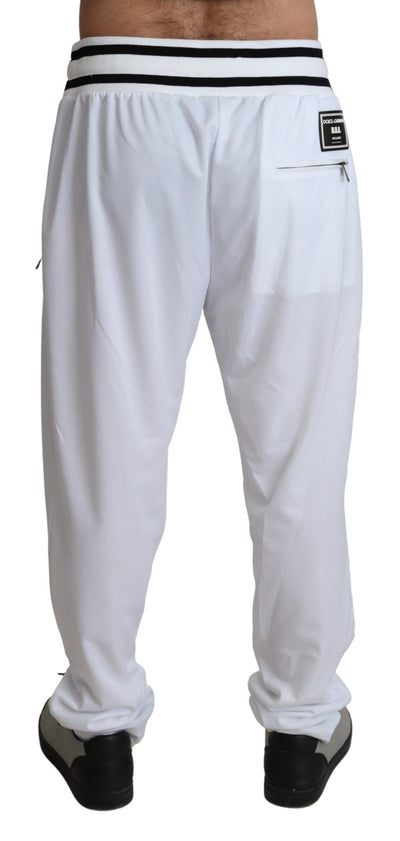 Dolce & Gabbana White Polyester Logo Patch Sweatpants Pants