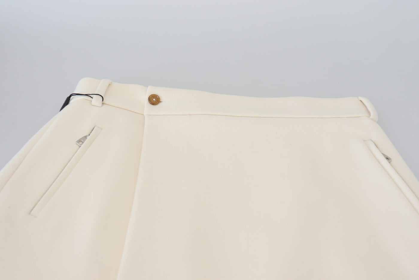 White Wool A-line High Waist Mini Skirt