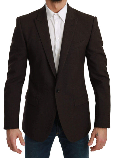 Dolce & Gabbana  Brown Slim Fit Coat Jacket MARTINI Blazer #men, Blazers - Men - Clothing, Brand_Dolce & Gabbana, Brown, Catch, Dolce & Gabbana, feed-agegroup-adult, feed-color-brown, feed-gender-male, feed-size-IT48 | M, feed-size-IT50 | L, Gender_Men, IT48 | M, IT50 | L, Kogan, Men - New Arrivals at SEYMAYKA