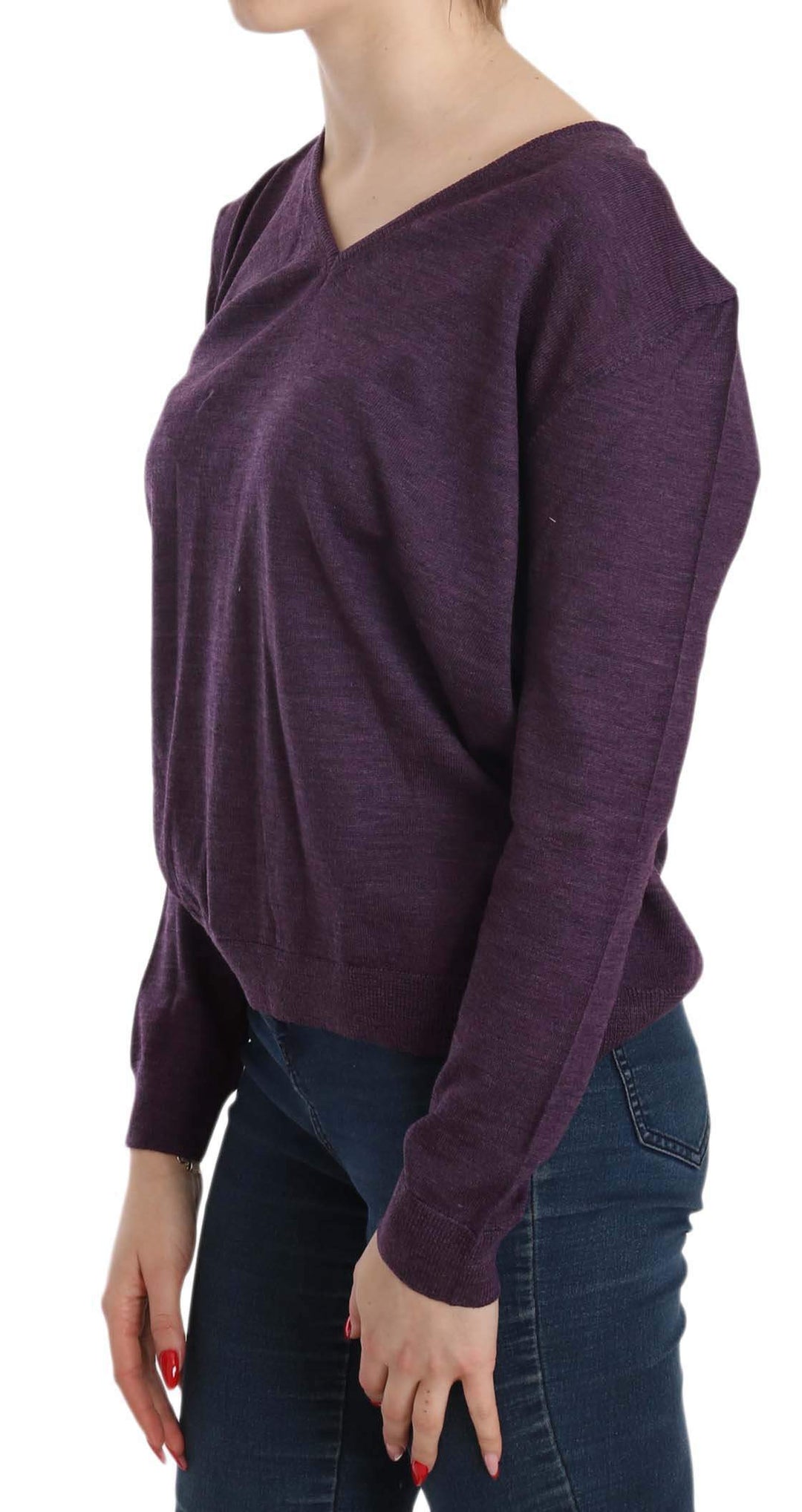 BYBLOS Women Purple V-neck Long Sleeve Pullover Top #women, BYBLOS, Catch, feed-agegroup-adult, feed-color-purple, feed-gender-female, feed-size-XXL, Gender_Women, Kogan, Purple, Tops & T-Shirts - Women - Clothing, Women - New Arrivals, XXL at SEYMAYKA