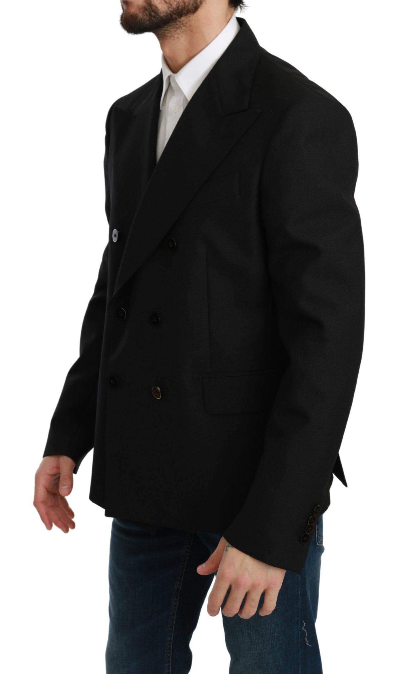 Dolce & Gabbana  Black Slim Fit Jacket Coat Wool Blazer #men, Black, Blazers - Men - Clothing, Brand_Dolce & Gabbana, Catch, Dolce & Gabbana, feed-agegroup-adult, feed-color-black, feed-gender-male, feed-size-IT52 | L, feed-size-IT54 | XL, Gender_Men, IT52 | L, IT54 | XL, Kogan, Men - New Arrivals at SEYMAYKA