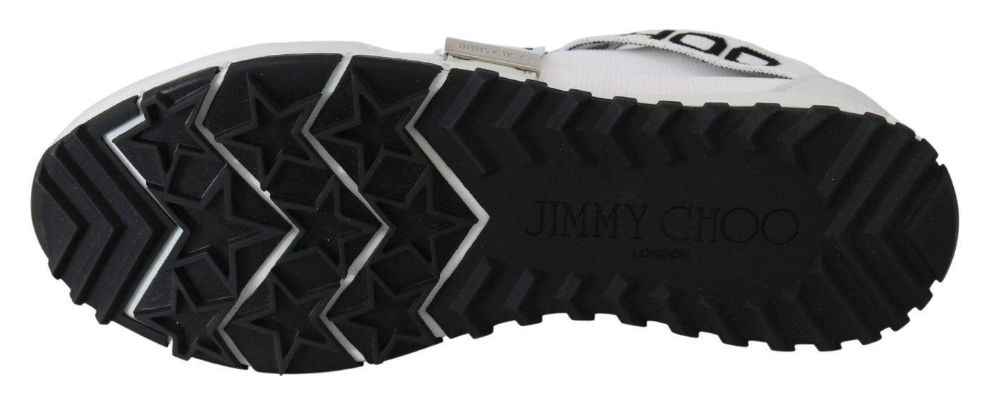 Jimmy Choo Toronto White/Black Nappa/Knit Sneakers Blue and White, EU39.5/US9.5, EU39/US9, feed-1, Jimmy Choo, Shoes - New Arrivals, Sneakers - Women - Shoes at SEYMAYKA