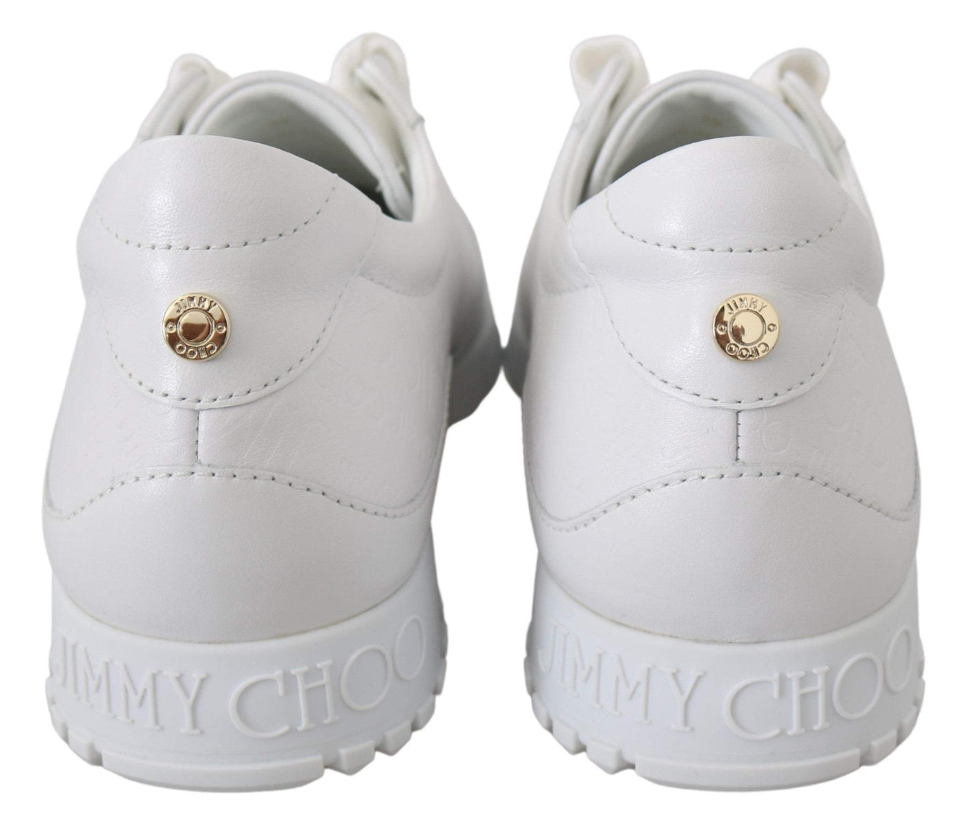 Jimmy Choo White Leather Monza Sneakers EU34.5/US4.5, EU35/US5, feed-1, Jimmy Choo, Shoes - New Arrivals, Sneakers - Women - Shoes, White, Women - New Arrivals at SEYMAYKA