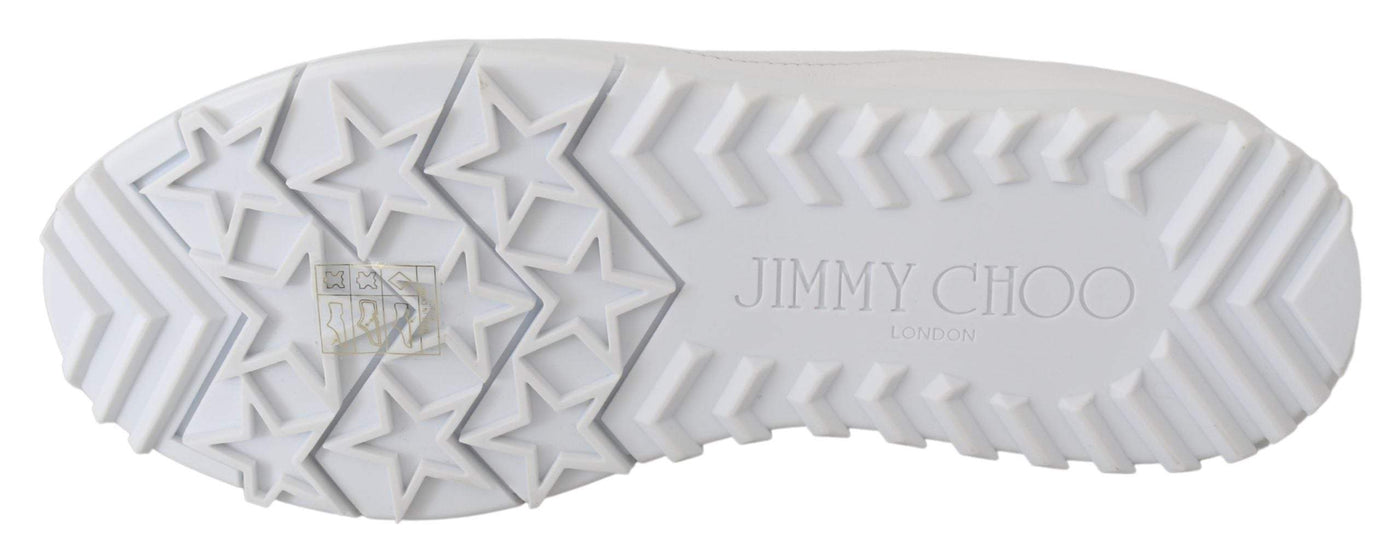 Jimmy Choo White Leather Monza Sneakers EU34.5/US4.5, EU35/US5, feed-1, Jimmy Choo, Shoes - New Arrivals, Sneakers - Women - Shoes, White, Women - New Arrivals at SEYMAYKA