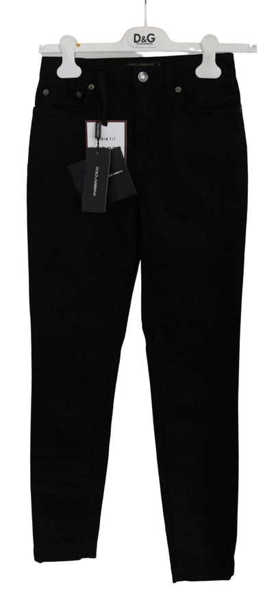 Dolce & Gabbana Black Skinny Trouser Cotton Stretch Jeans #women, Black, Dolce & Gabbana, feed-agegroup-adult, feed-color-black, feed-gender-female, feed-size-IT36 | XS, IT36 | XS, Jeans & Pants - Women - Clothing, Women - New Arrivals at SEYMAYKA