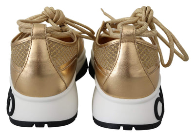 Jimmy Choo Gold Mesh Leather Michigan Sneakers EU36.5/US6.5, EU36/US6, EU37.5/US7.5, EU37/US7, feed-1, Gold, Jimmy Choo, Shoes - New Arrivals, Sneakers - Women - Shoes at SEYMAYKA