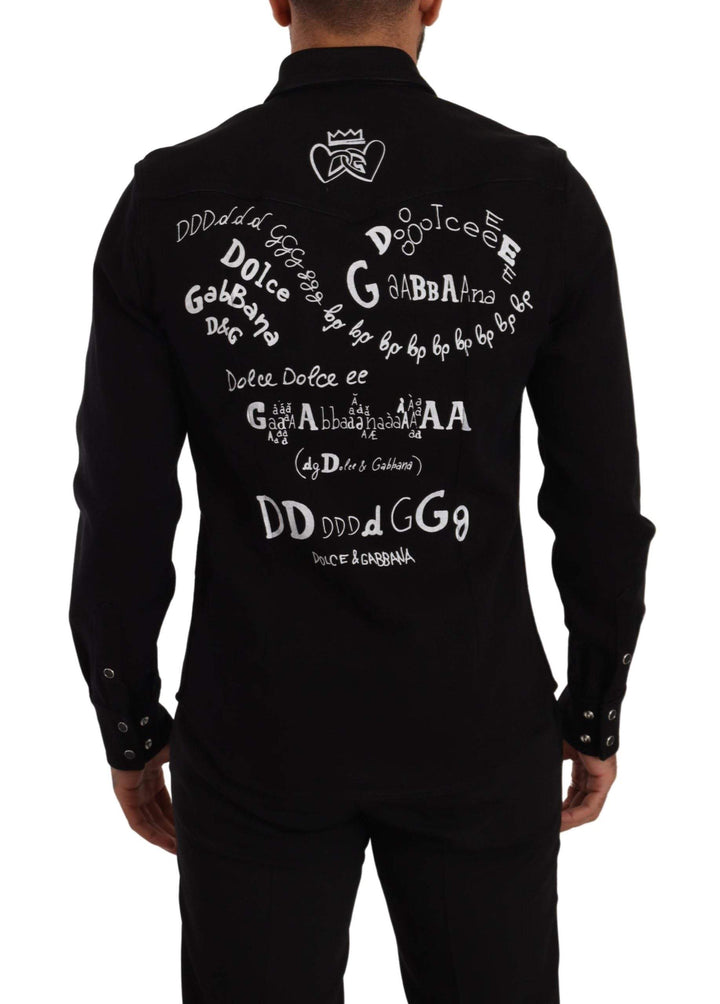 Dolce & Gabbana Black Slim Cotton Denim Stretch Shirt #men, Black, Dolce & Gabbana, feed-1, IT39 | S, IT40 | M, IT41 | L, IT42 | XL, Shirts - Men - Clothing at SEYMAYKA