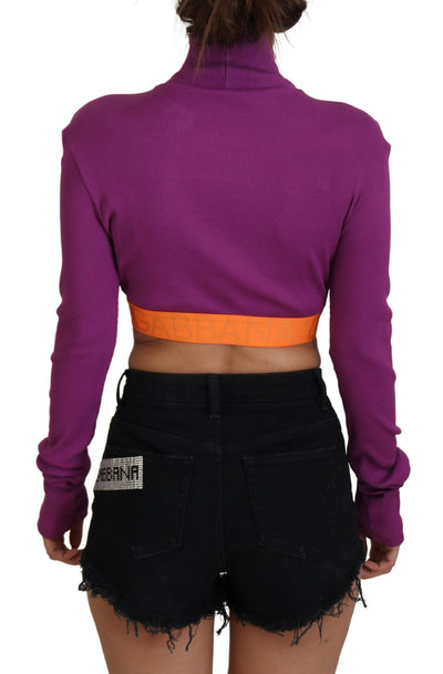 Purple Turtle Neck Cropped Pullover Sweater