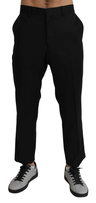 Dolce & Gabbana  Black Cotton Wool Formal Dress Pants #men, Black, Brand_Dolce & Gabbana, Catch, Dolce & Gabbana, feed-agegroup-adult, feed-color-black, feed-gender-male, feed-size-IT56 | XL, Gender_Men, IT56 | XL, Jeans & Pants - Men - Clothing, Kogan, Men - New Arrivals at SEYMAYKA