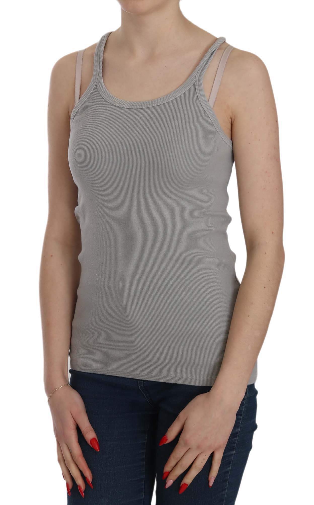 PINK MEMORIES  Sleeveless Spaghetti Strap Shirt #women, Catch, feed-agegroup-adult, feed-color-gray, feed-color-pink, feed-gender-female, feed-size-IT46|XL, Gender_Women, Gray, IT46|XL, Kogan, PINK MEMORIES, Tops & T-Shirts - Women - Clothing, Women - New Arrivals at SEYMAYKA