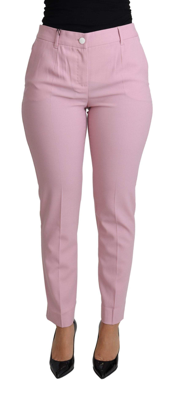 Dolce & Gabbana Pink Virgin Wool Stretch Tapered Trouser Pants #women, Dolce & Gabbana, feed-agegroup-adult, feed-color-Pink, feed-gender-female, IT36 | XS, IT40|S, Jeans & Pants - Women - Clothing, Pink, Women - New Arrivals at SEYMAYKA