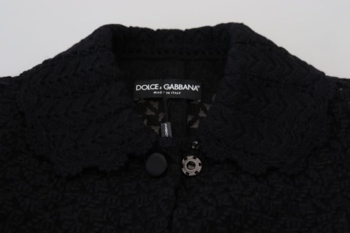 Dolce & Gabbana Black Button Down Long Blazer Cotton Jacket