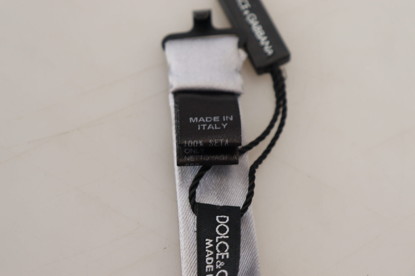 Dolce & Gabbana Gray Silk Adjustable Men Neck Papillon Bow Tie