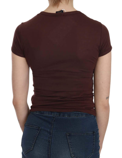 Exte  Hearts Short Sleeve Casual T-shirt Top #women, Brown, Catch, Exte, feed-agegroup-adult, feed-color-brown, feed-gender-female, feed-size-IT38|XS, feed-size-IT40|S, feed-size-IT42|M, Gender_Women, IT38|XS, IT40|S, IT42|M, Kogan, Tops & T-Shirts - Women - Clothing, Women - New Arrivals at SEYMAYKA