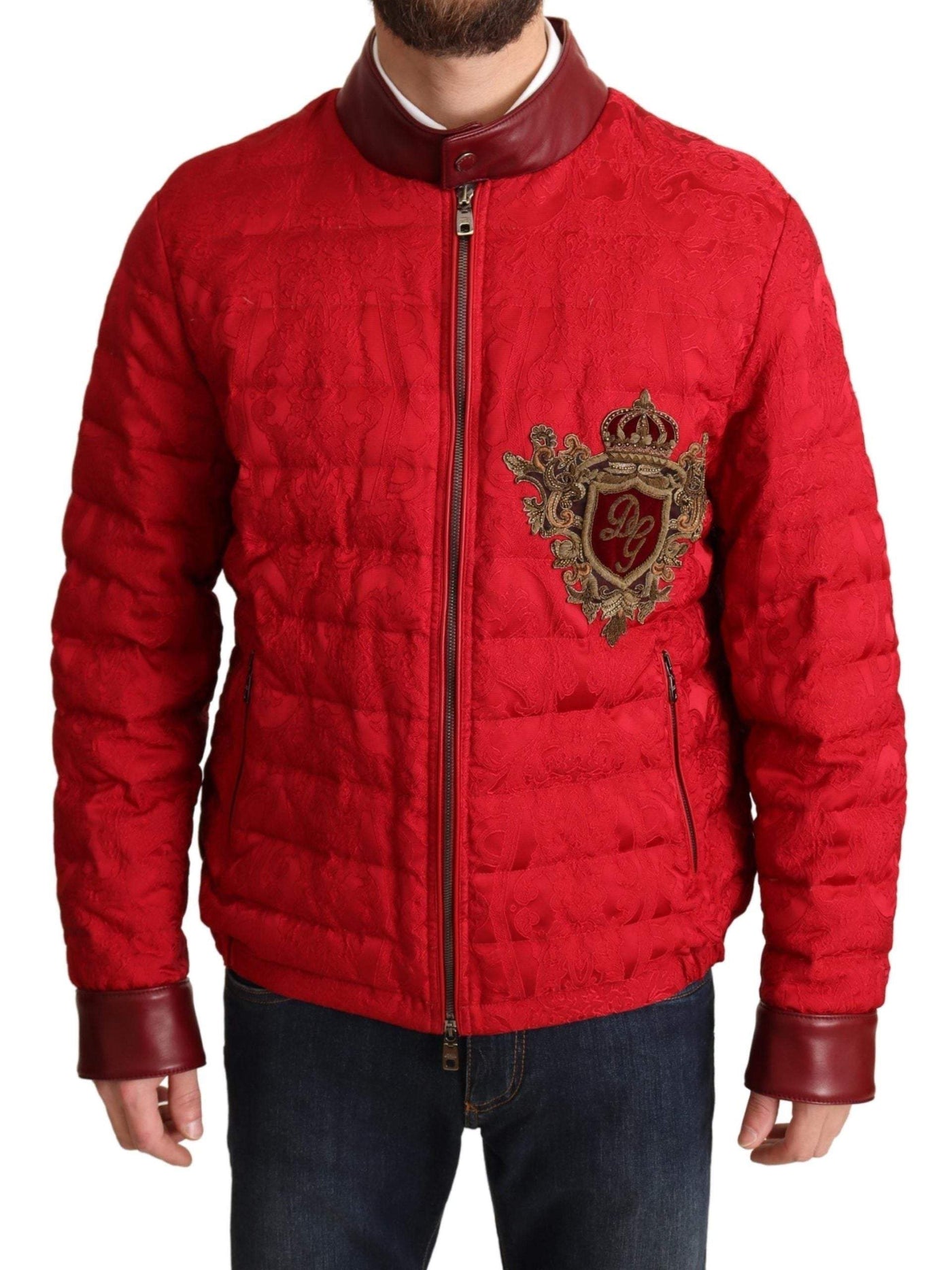 Dolce & Gabbana Red Brocade Bomber Gold Crown Logo Coat Jacket #men, Dolce & Gabbana, feed-agegroup-adult, feed-color-Red, feed-gender-male, IT48 | M, Jackets - Men - Clothing, Red at SEYMAYKA