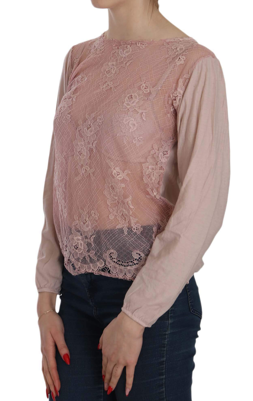 PINK MEMORIES  Lace See Through Long Sleeve Blouse #women, Catch, feed-agegroup-adult, feed-color-pink, feed-gender-female, feed-size-IT42|M, feed-size-IT44|L, feed-size-IT48|XXL, Gender_Women, IT42|M, IT44|L, IT48|XXL, Kogan, Pink, PINK MEMORIES, Tops & T-Shirts - Women - Clothing, Women - New Arrivals at SEYMAYKA