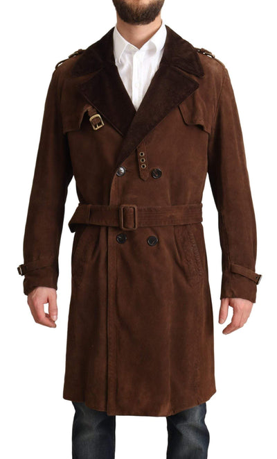 Dolce & Gabbana Brown Leather Long Trench Coat Men Jacket #men, Brown, Dolce & Gabbana, feed-agegroup-adult, feed-color-Brown, feed-gender-male, IT48 | M, Jackets - Men - Clothing at SEYMAYKA