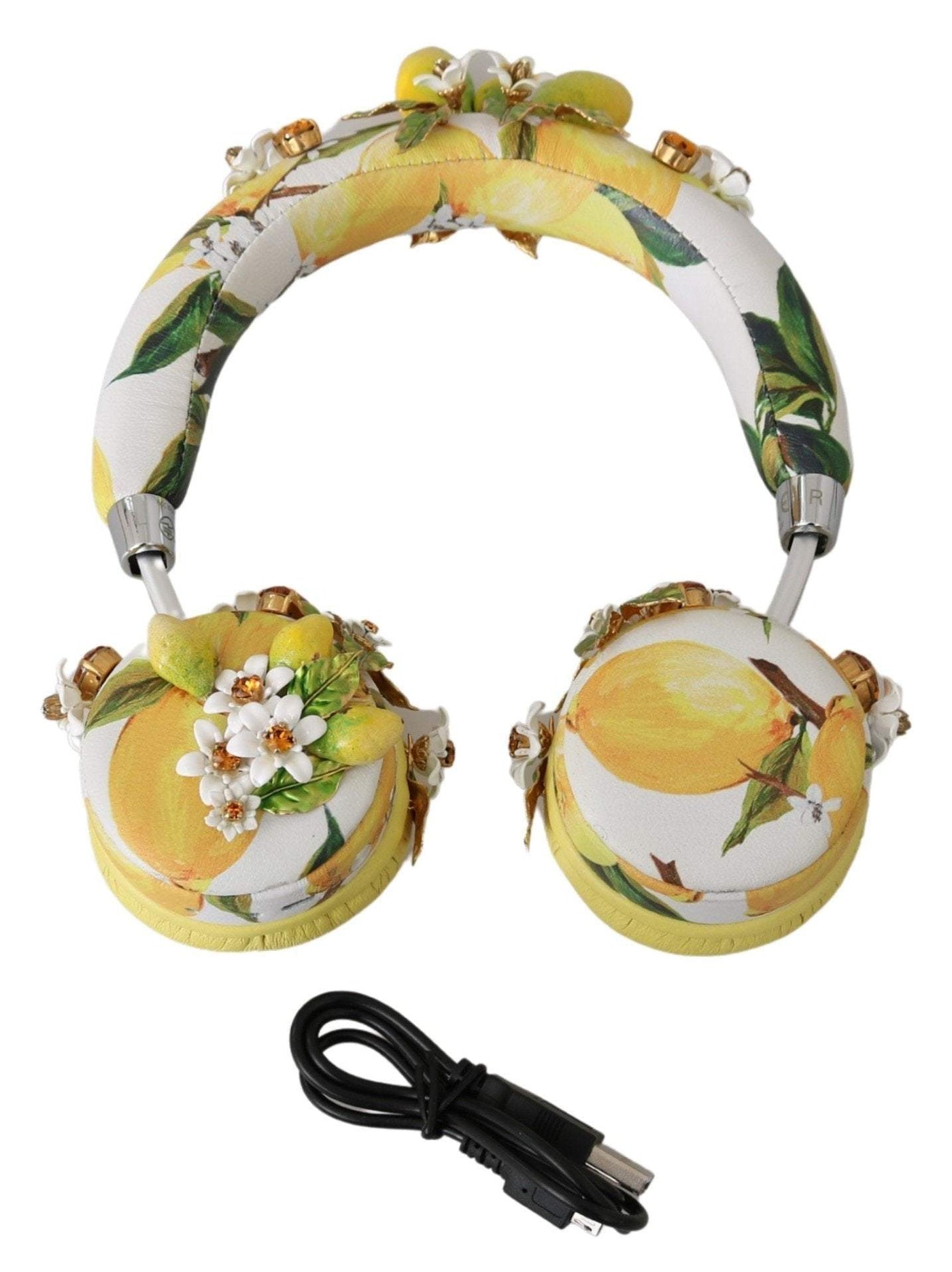 Dolce & Gabbana  Yellow Lemon Crystal Floral Headset Headphones #women, Accessories - New Arrivals, Brand_Dolce & Gabbana, Catch, Dolce & Gabbana, feed-agegroup-adult, feed-color-yellow, feed-gender-female, feed-size-OS, Gender_Women, Kogan, Other - Women - Accessories, Yellow at SEYMAYKA
