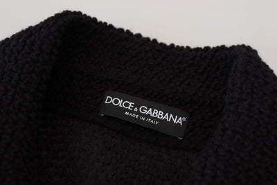 Dolce & Gabbana Black Wool Coat Blazer Wrap Jacket