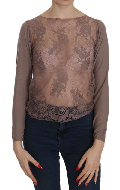 PINK MEMORIES  Lace See Through Long Sleeve Top #women, Brown, Catch, feed-agegroup-adult, feed-color-brown, feed-color-pink, feed-gender-female, feed-size-IT40|S, Gender_Women, IT40|S, Kogan, PINK MEMORIES, Tops & T-Shirts - Women - Clothing, Women - New Arrivals at SEYMAYKA
