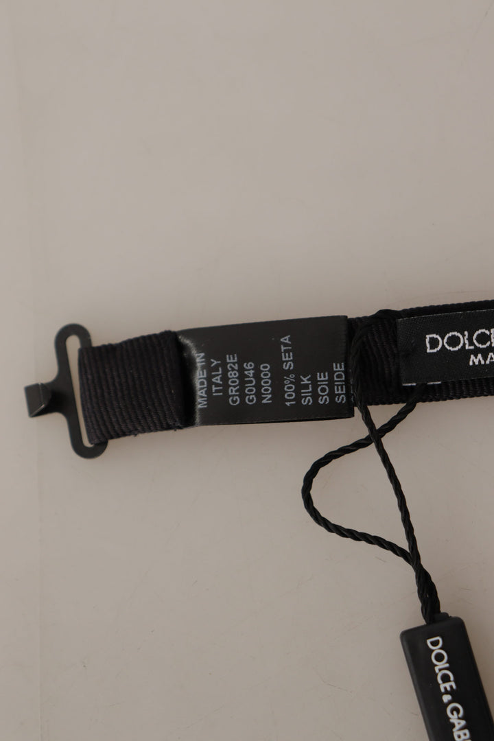 Dolce & Gabbana Black 100% Silk Adjustable Neck Papillon Bow Tie